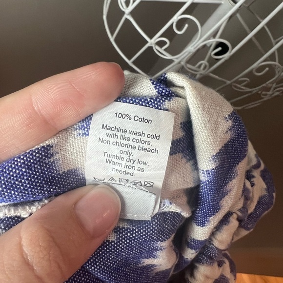 MADEWELL Balcony Off Shoulder Top Blue And White Ikat Cotton Drawstring Size XS - Picture 5 of 6